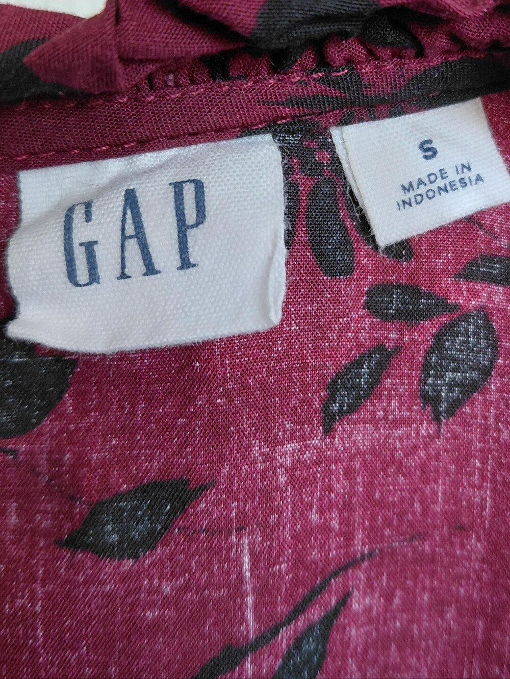 GAP Berry Red with Black Floral Motif Jumpsuit. One Piece.Size SMALL